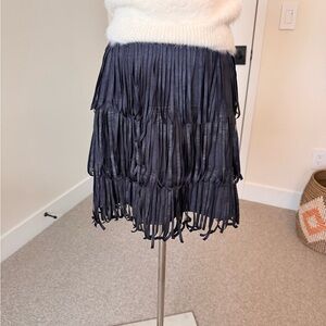 Sadie & Sage Navy Fringe Mini Skirt